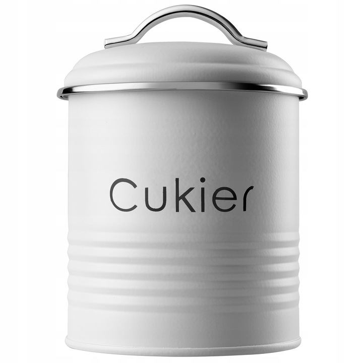 Съд за захар, KADAX, стомана, капак, 12,5 x 17 см, бял