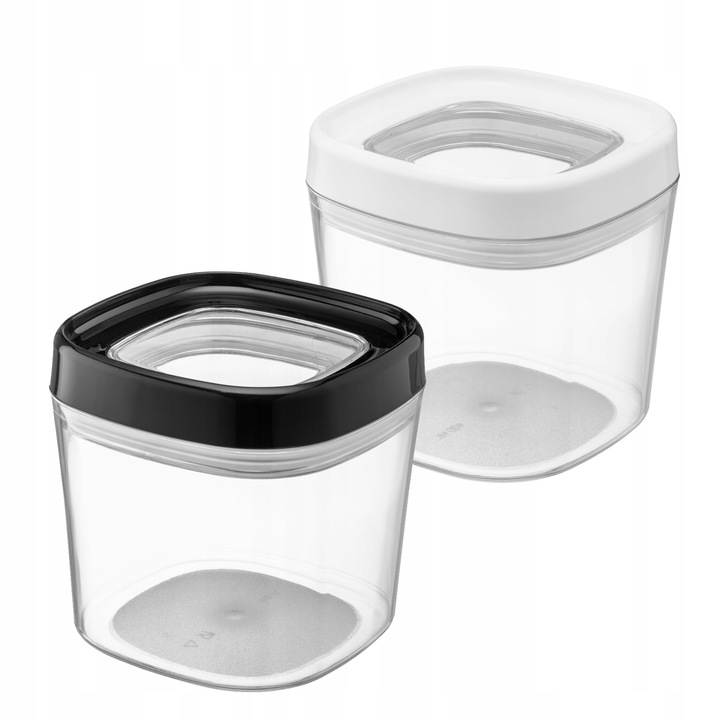 Set 2 cutii alimentare cu capac Duna, Kadax, Plastic, 2 x 600 ml, Transparent
