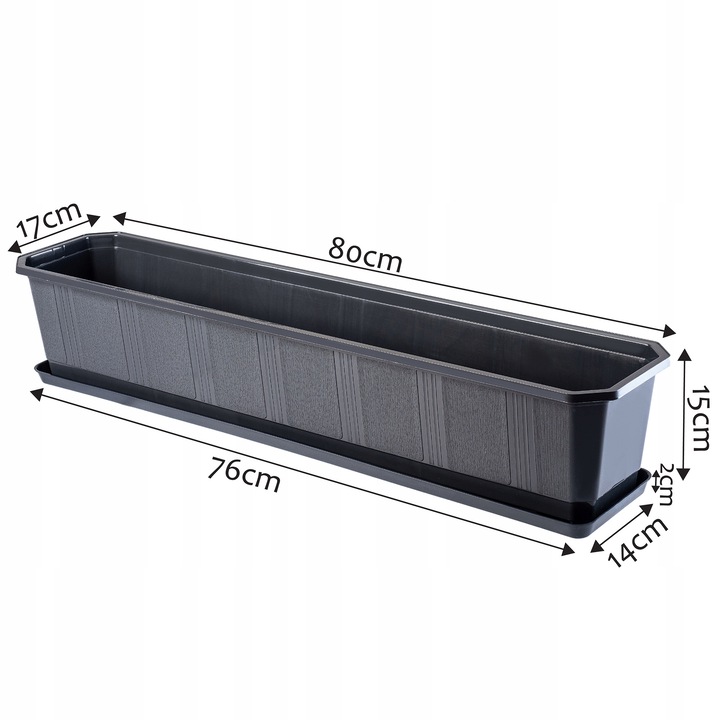 Suport, Kadax, Plastic, 76 x 14 x 2 cm, Negru