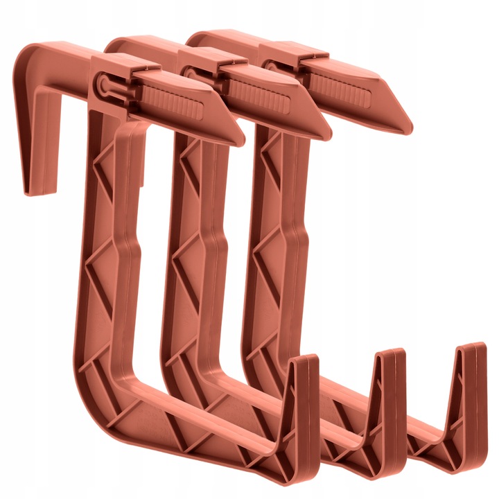 Set 3 suporturi pentru ghivece balcon, Kadax, Plastic, 19.8 x 23 cm, Maro teracota