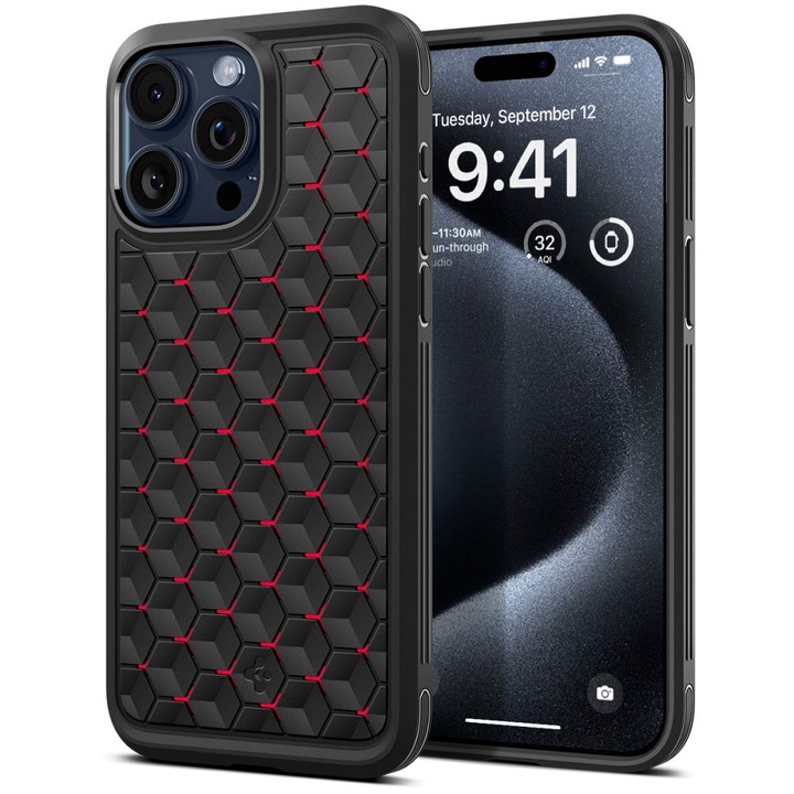 Защитен калъф за iPhone 15 Pro Max, Grip Pro, Cryo Armor, G256, термопластичен, червен