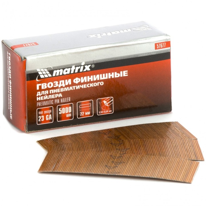 Пирони MTX, 23GA, Финишни, За пневматичен такер, Диаметър 0,64 мм, Дължина -22 мм, 5000 бр