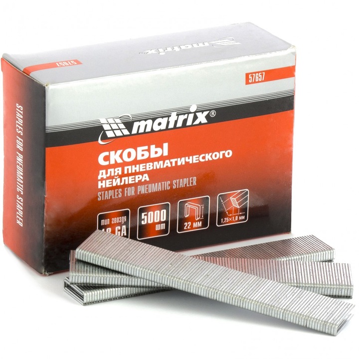 Kapcsok MTX, 18GA, Tackerhez, pneumatikus, Hossz 22 mm, Szélesség 5,7 mm, 1,25x1,0 mm, 5000 db