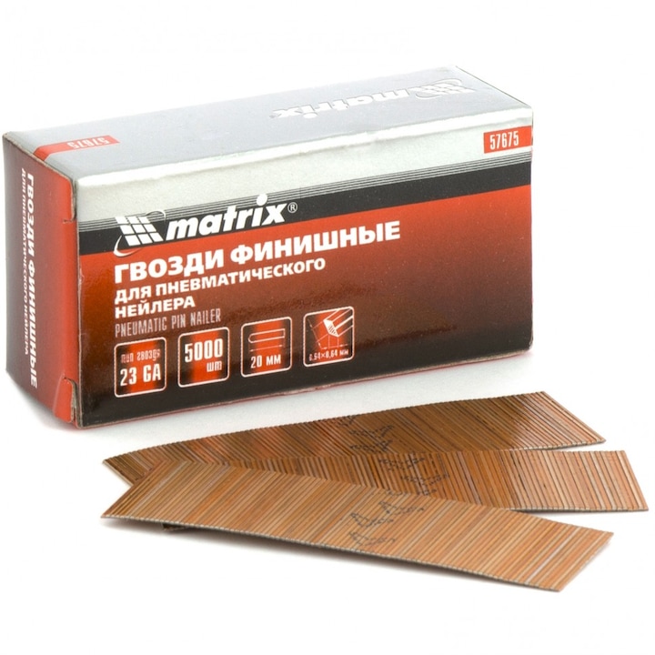 Пирони MTX, 23GA, Финишни, За пневматичен такер, Диаметър 0,64 мм, Дължина -20 мм, 5000 бр