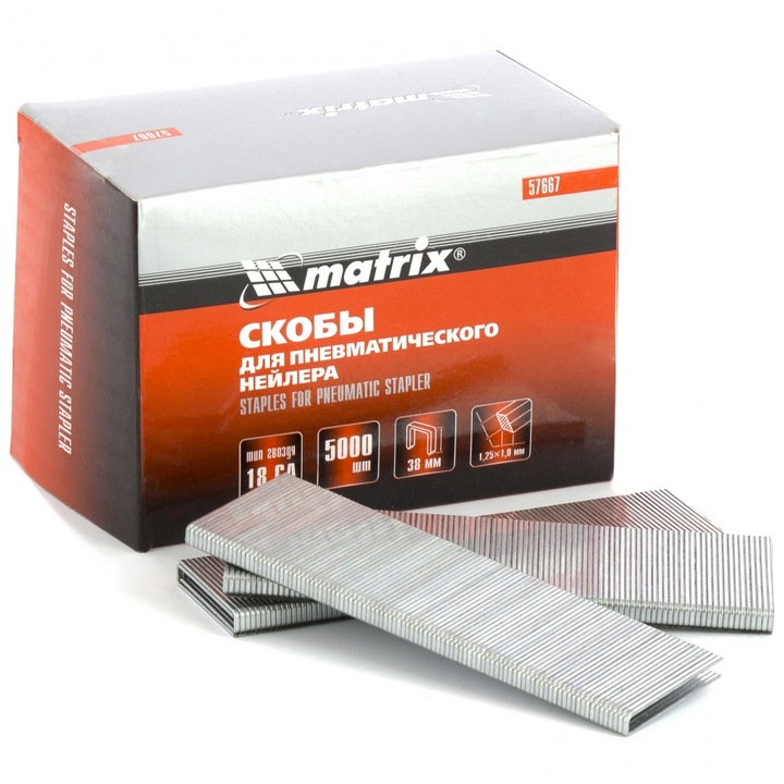 Bilincsek MTX, 18GA, Tackerhez, Pneumatikus, Hosszúság 38 mm, Szélesség 5,7 mm, 1,25x1,0 mm, 5000 db