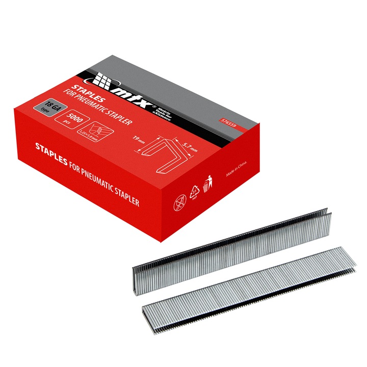 Capse 18GA pt capsator pneum. 1, 25x1, 00mm, lung. 19mm, latime 5, 7mm, 5000 buc, MTX