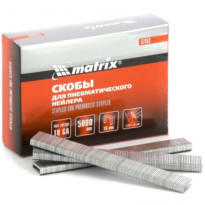 Bilincsek MTX, 18GA, Tackerhez, Pneumatikus, Hossz 16 mm, Szélesség 5,7 mm, 1,25x1,0 mm, 5000 db