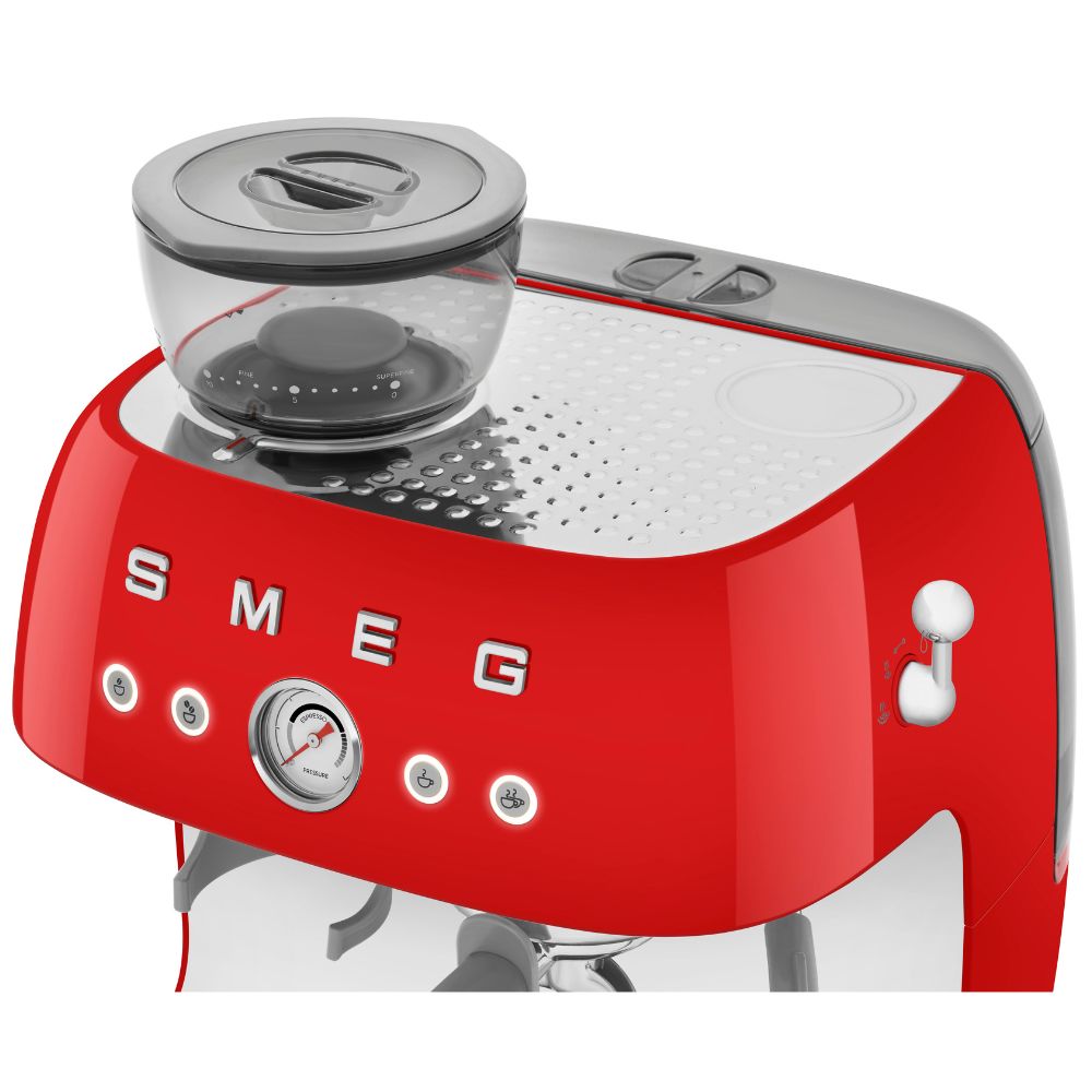 Еспресо кафемашина с интегрирана кафемелачка Smeg EGF03RDEU, 50's Style ...