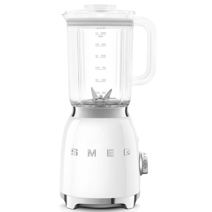 Блендер Smeg BLF03WHEU, 50's Style, 800 W, 1.5 л кана, 4 скорости на мощност, 6 функции, Бял