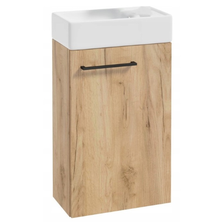 Set dulap cu lavoar, PAL/Ceramica, 40 x 60 cm, stejar artizanal