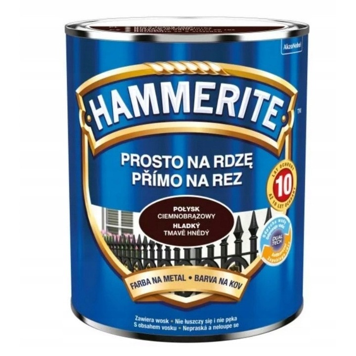 Vopsea pentru metal Hammerite, Anti-rugina, 0.7 l, Maro