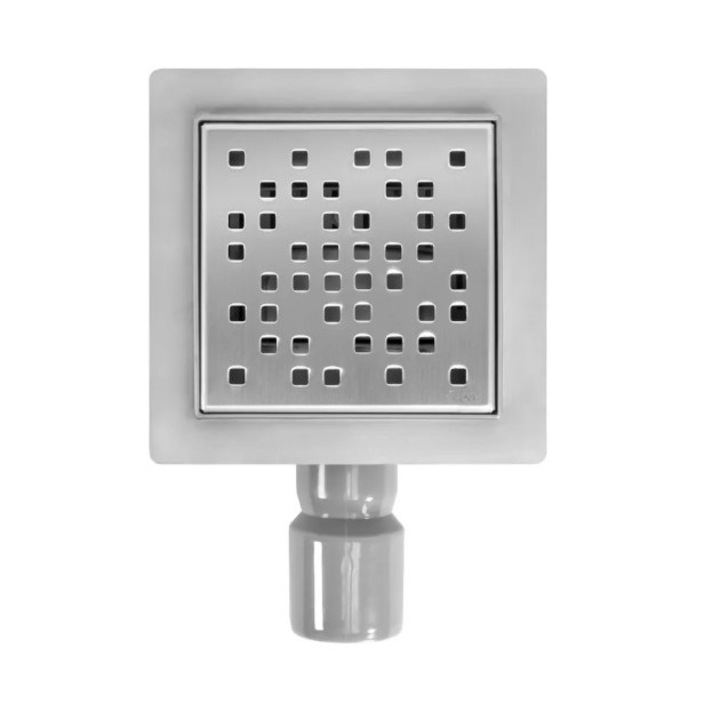 Подов сифон Rea Dots, 150x150 mm, Хром, Мат, Никел