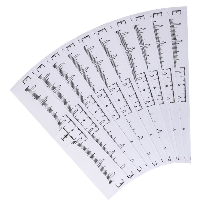 Set 10 sablone pentru sprancene, Amrinugl, Hartie, 18x2.2cm, Alb