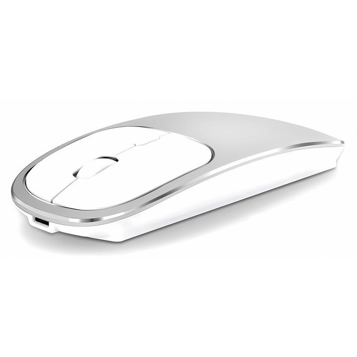 Мишка, Bervolo, Metal X, USB и Bluetooth 5.1, 600 mAh батерия, 800/1200/1600 DPI, сребро