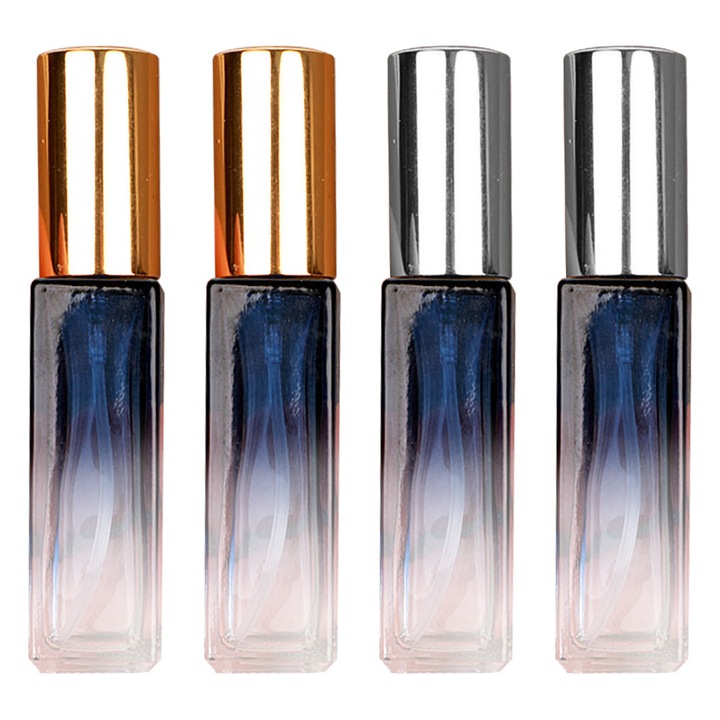 Set 4 recipiente pentru parfum, plastic, multicolor, 5ml/10ml