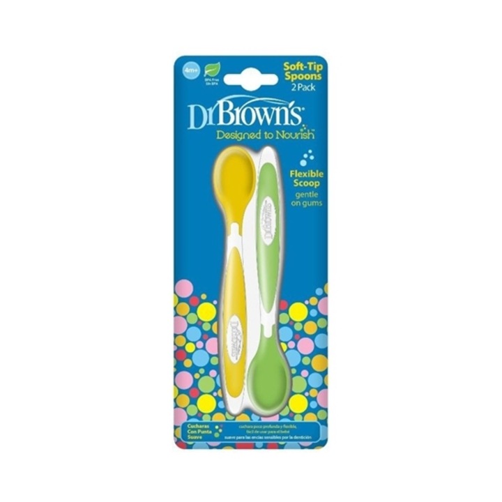 Set 2 Linguri cu varf moale pentru bebelusi Dr. Brown's, 4+ luni