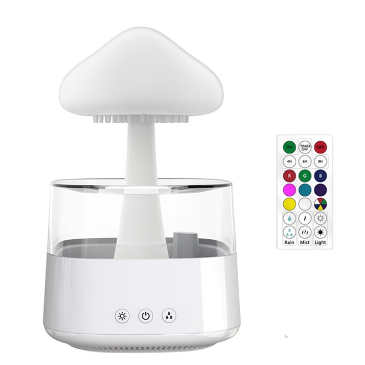 Umidificator portabil cu lumina de noapte, alb/verde, 500ml, 138x124x115mm