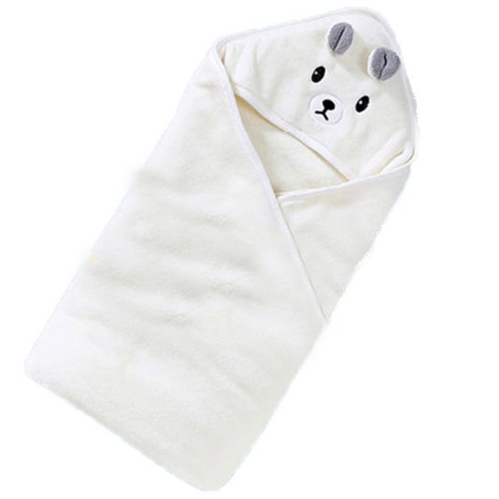 Детска кърпа за баня, MWAOWM, бамбук, +0 месеца, бяла