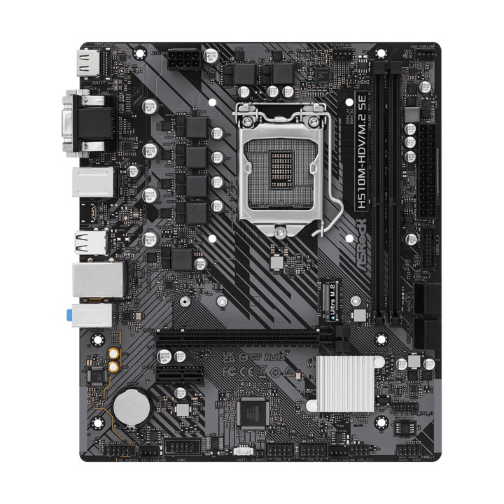 Дънна платка ASROCK Main Board Desktop H510M-HDV/M.2 SE (H510, S1200, 2xDDR4, 1xPCIe 4.0x16, 1xPCIe 3.0x1, 4x SATA3, 1x M.2, 6x USB 3.2 Gen1, 6x USB 2.0, 1x VGA, 1x DVI-D, 1x HDMI, 1x GLAN) mATX, Retail H510M-HDV/M.2SE