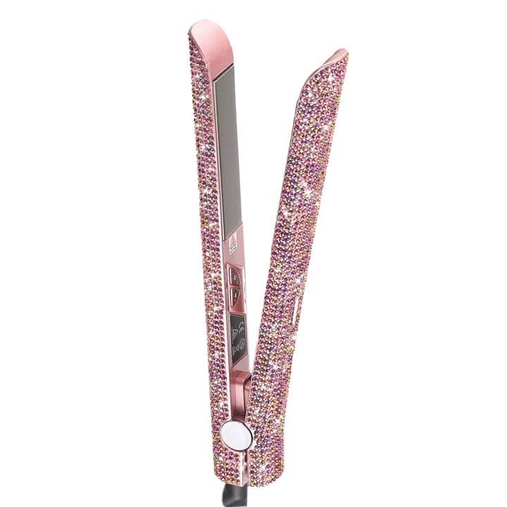 Преса за изправяне на коса, Cozevdnt, 2 в 1, Titanium, Pink