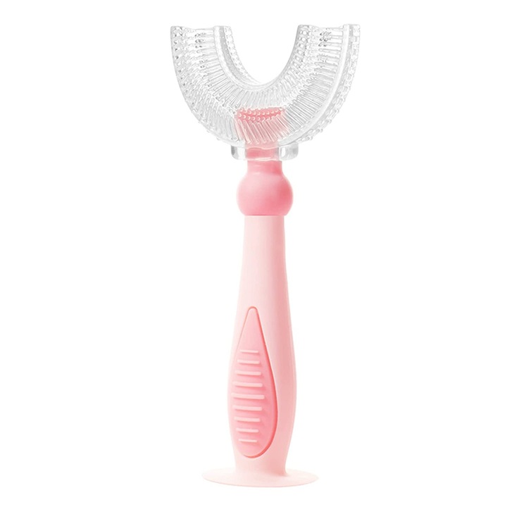 U-alakú gyermek fogkefe, teljes tisztítás, rózsaszín