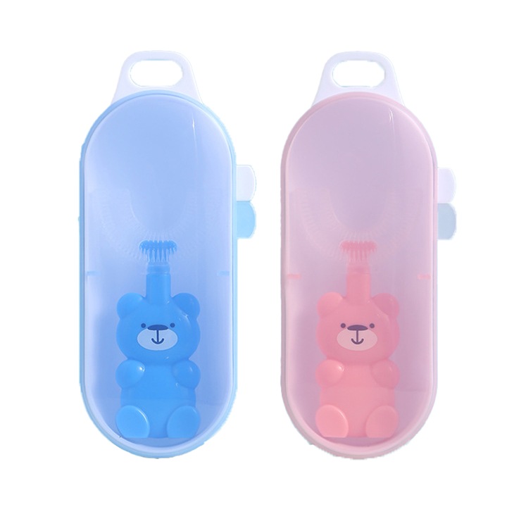 2 darab klasszikus U-alakú gyermekfogkefe, hatékony tisztítás, ergonomikus fogantyú