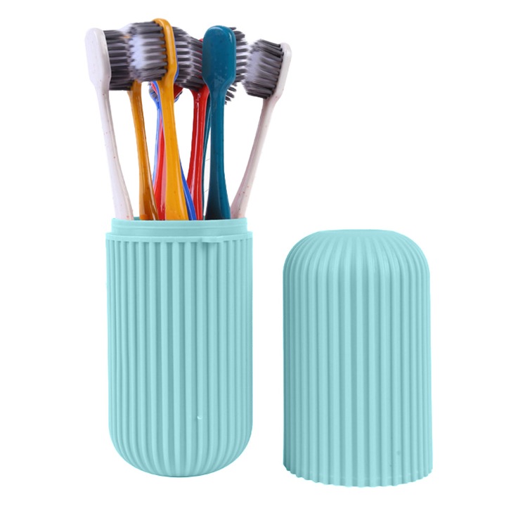 10 darabos felnőtt fogkefekészlet, tartóval, puha sörtékkel, többszínű