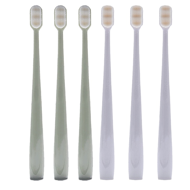 6 darabos extra puha fogkefekészlet felnőtteknek, védi az érzékeny ínyt, zöld/szürke, 18,5x1,6 cm