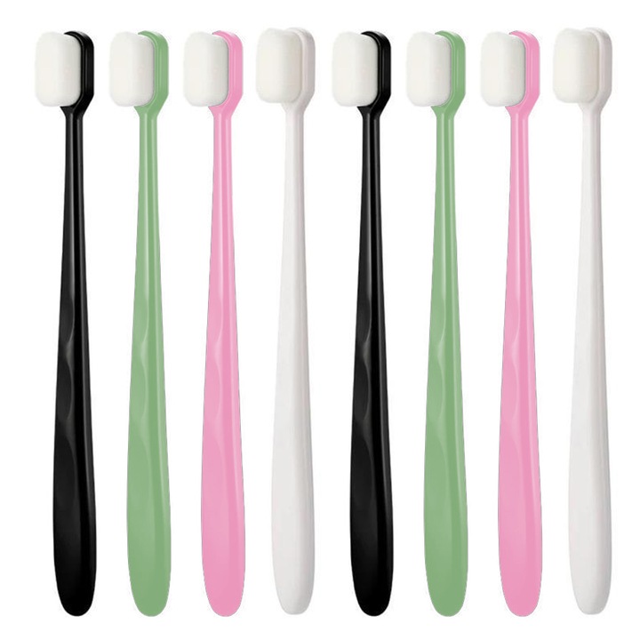 Set 8 periute de dinti manuale, QttvbTna, peri extra moi, multicolor