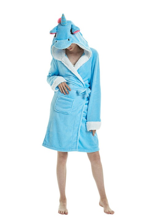 Halat pufos dama, WildFashion, Poliester, Albastru Deschis, Albastru deschis