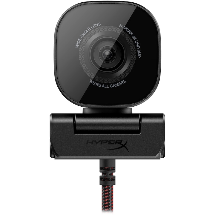 HyperX Vision S webkamera, 4K@30FPS, 1080p@60FPS, 8mp érzékelő. alumínium ház, mágneses védőburkolat, 5G2P üveglencse, 90 fokos látómező