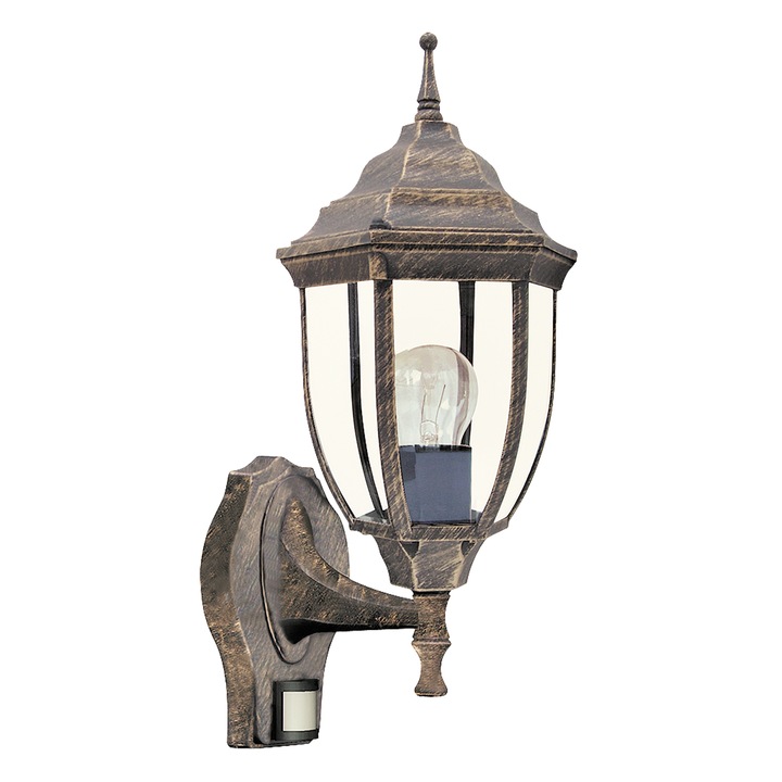 Фенер Rabalux Nizza, Сензор за движение, E27, Златист, IP43