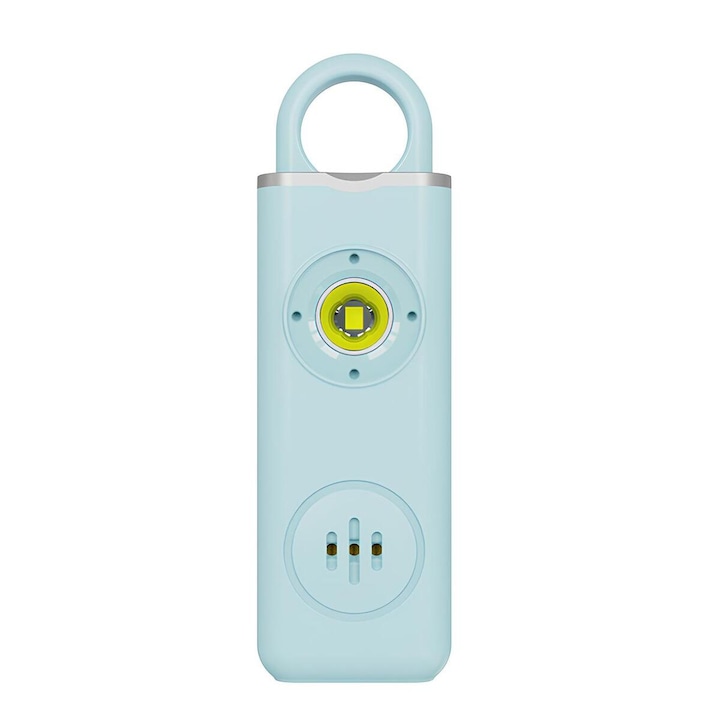 Персонална преносима аларма с ключодържател, 130dB, LED светлина, за безопасността на деца, жени или възрастни хора, Sundiguer, синя