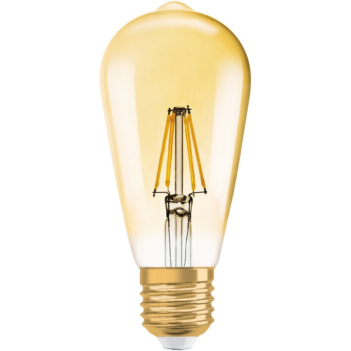 Крушка LED Vintage Osram 1906 Edison Gold, 6.5W (55W), E27, ST64, 725 lm, Топла светлина (2400K), Димируема, Нажежаема жичка, Клас E