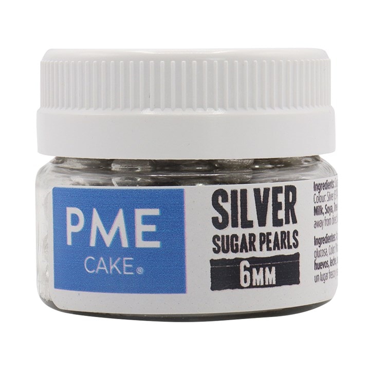 Perle din zahar argintii 6mm, 25g PME