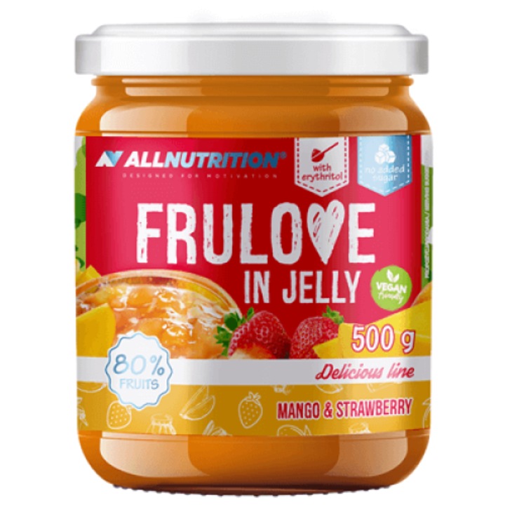 Dulceata FRULOVE In Jelly, ALLNUTRITION, Mango & Capsuni 500g
