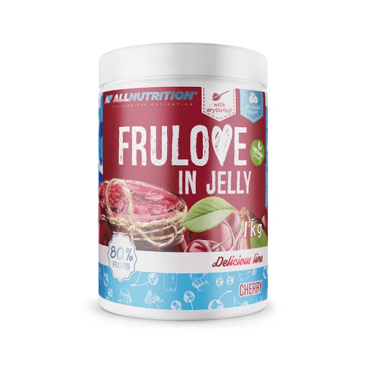 Gem de cirese, ALLNUTRITION FRULOVE In Jelly Cherry, 1000g, fara zahar, 80% fructe, ingrediente naturale, gem de fructe