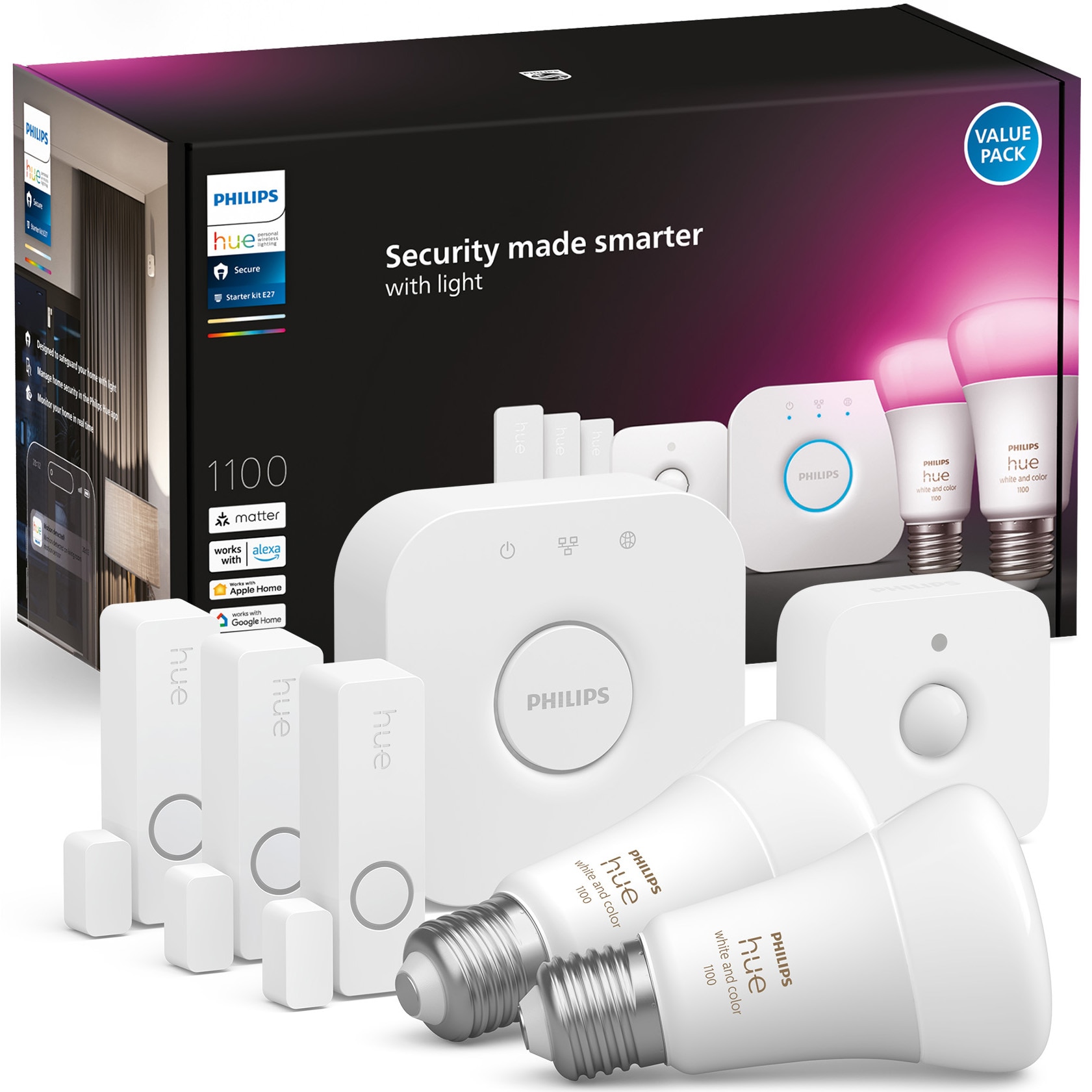 Kit de baza Philips Hue Secure Sensor, 3 Senzori de contact + 1