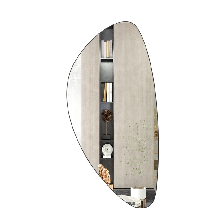 Декоративно стенно огледало, асиметрично Garcia, Marsah Home, 120x60 см, черна мдф рамка