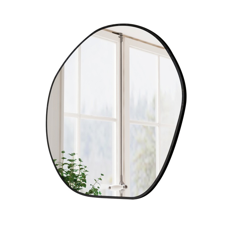 Декоративно стенно огледало, асиметрично Maru, Marsah Home, 66x68 см, черна мдф рамка