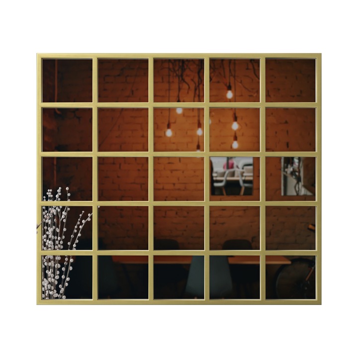 Mérleg fali tükör, Marsah Home, 75x85 cm, arany fém kerettel