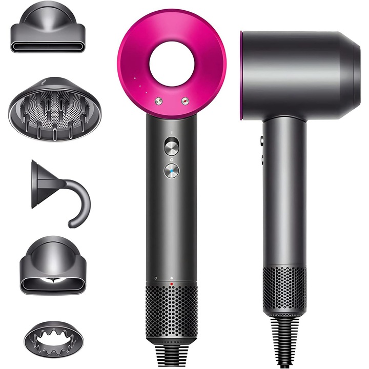 TNS® Professional hajszárító, 2000 W-os digitális motor, 5 mágneses tartozék, erős ionizáció, 4 hőmérséklet-beállítás, 3 sebességfokozat, csendes, kivehető légszűrő, fukszia/neon