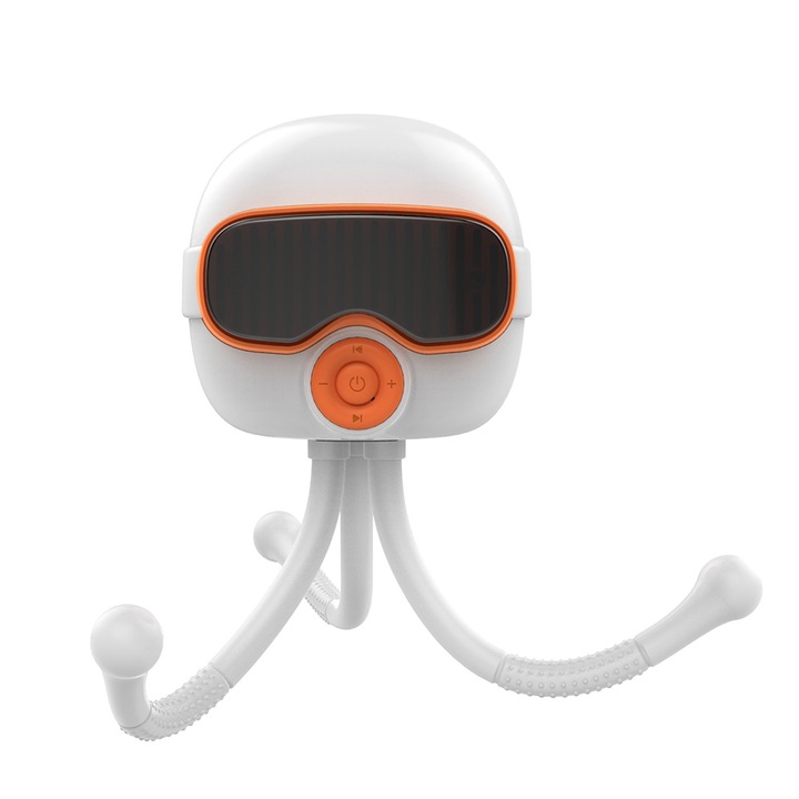 Hordozható hangszóró, Vaxiuja, Bluetooth 5.0, IPX4, Cinematic Sound, mobiltelefon tartó, kreatív stílus, Akkumulátor 1000 mAh, Fehér