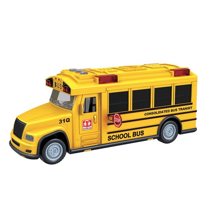 Autobuz scolar cu sunet si lumina, se deplaseaza, Galben, ATU-089464