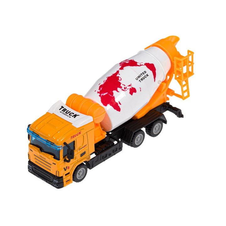 Helyszíni betonkeverő, méretarány 1:64, műanyag/fém, sárga, ATU-082252