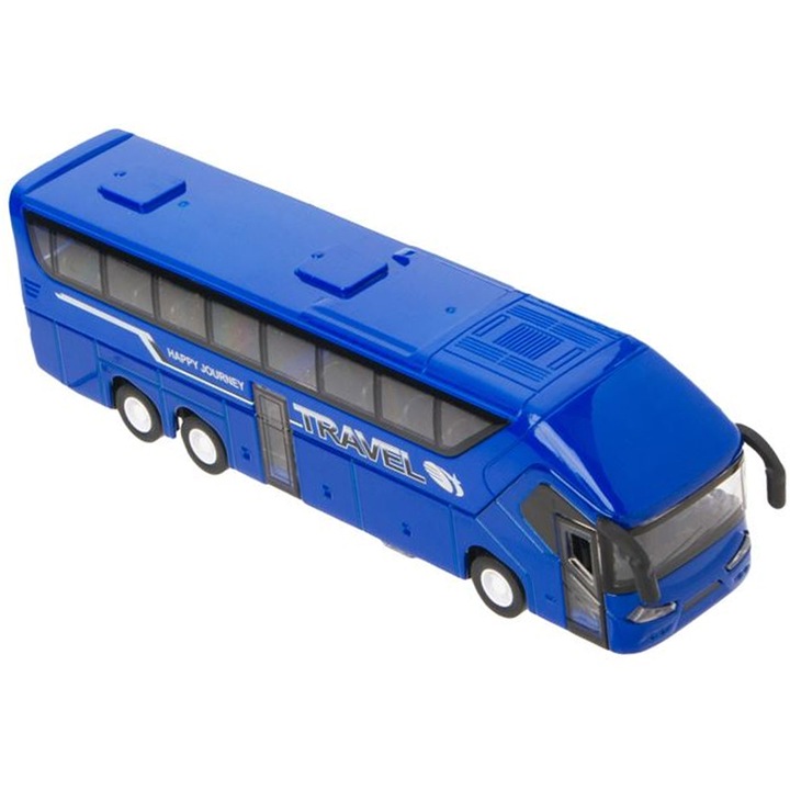 Autobuz cu lumina si sunet, usa interactiva, 1:50, Albastru, ATU-089463