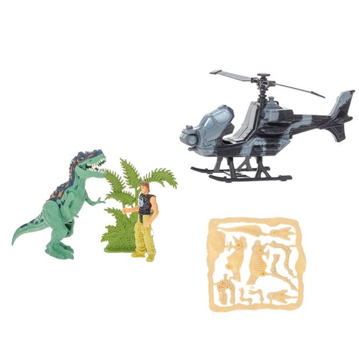 Figura szett, dinoszaurusz és helikopter, ATU-088595