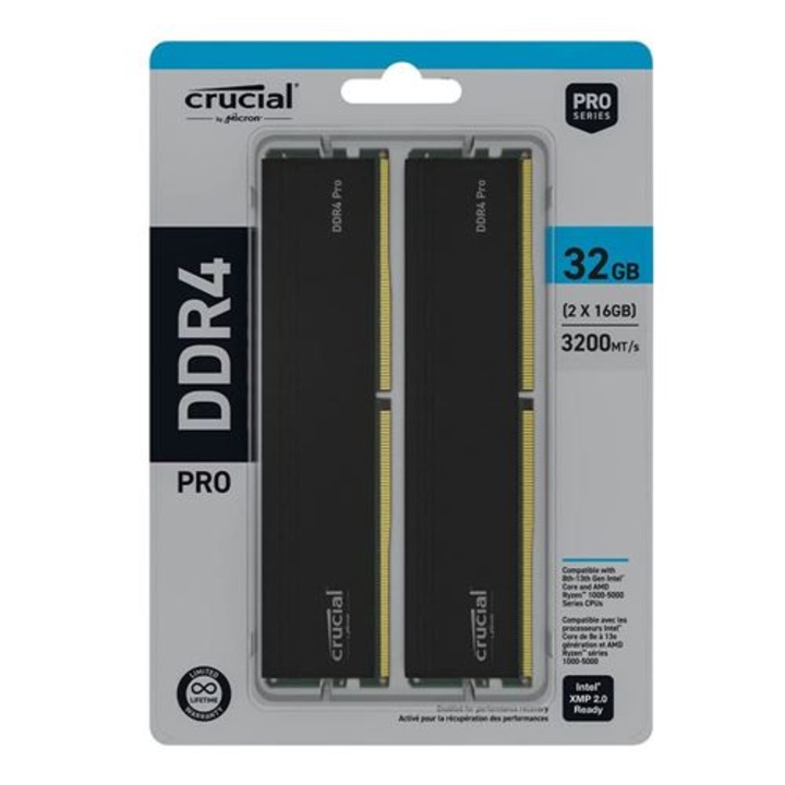 Memorie Crucial Pro 32GB Kit (2x16GB) DDR4-3200 CL22 - eMAG.ro