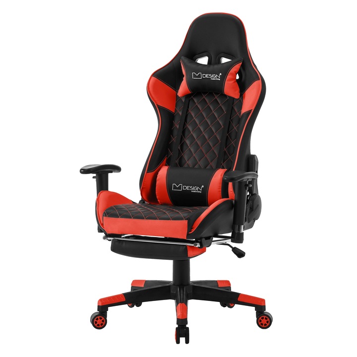 Scaun de gaming, ML-Design, negru-rosu, 55x36.5x84 cm, reglabil, stabil, design ergonomic