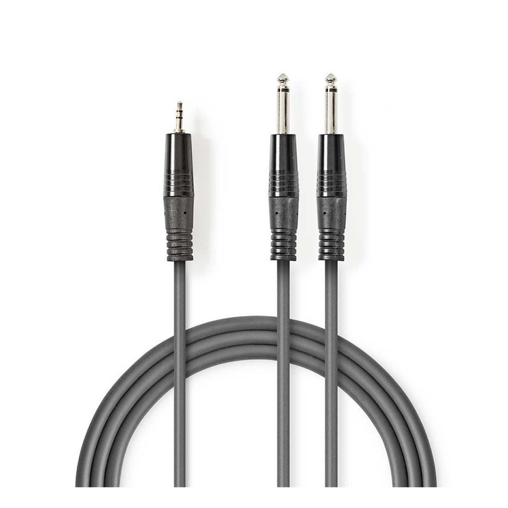 Adapterkábel mikrofonhoz Nedis, Professzionális, 3,5 mm-es STEREO JACK(m), 2x6,3 mm-es MONO ALJZAT(m), 1,5 m